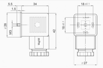 Разъем электрический-коннектор DIN 43650 аналог СЭ11-19 (DC AC)