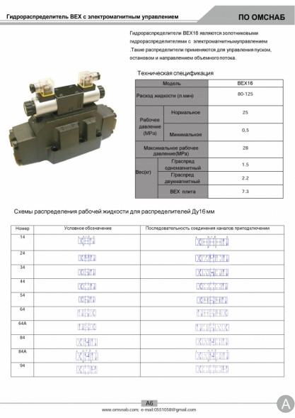Гидрораспределители ВЕХ 16.44 (574, 574А, 574Е, 573, 64, 34, 24, 14)