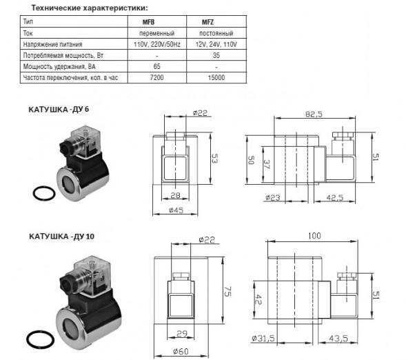 Катушка электромагнитная (соленоид) для гидрораспределителей 4WE5,  4WE6, 4WE10