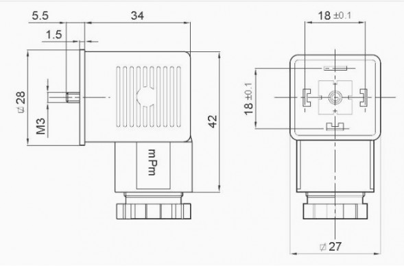 Разъем электрический-коннектор DIN 43650 аналог СЭ11-19 (DC AC)